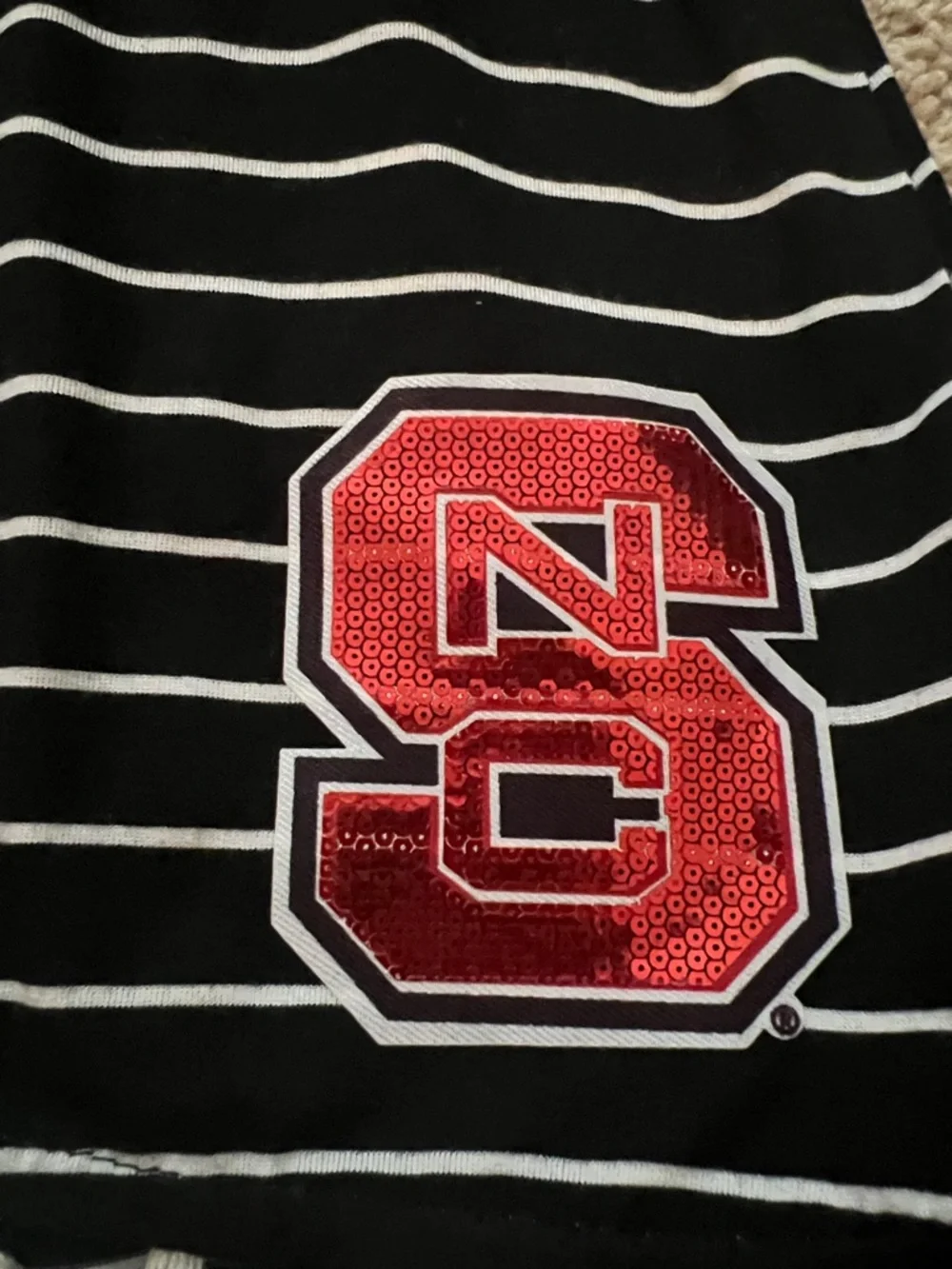 Game Day Couture NC State Black White Tank with NC State Emblem & Tassels
